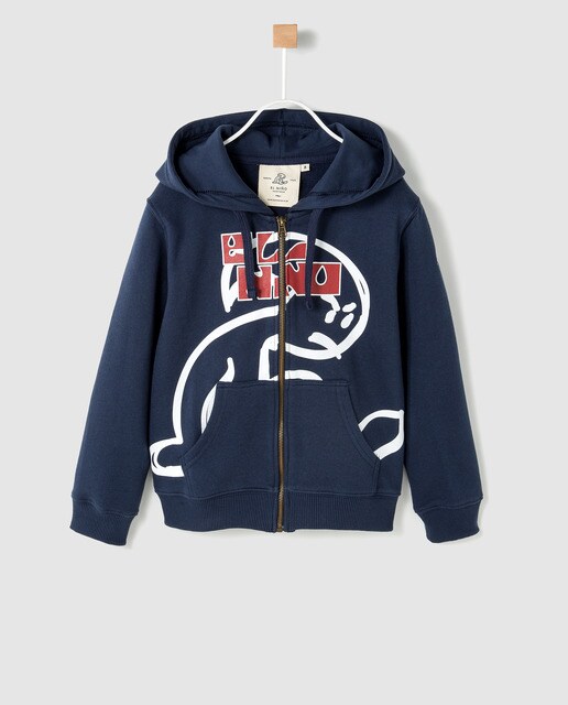 Sweatshirt de rapaz El Niño em azul com capuz