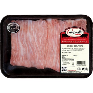 CAMPOVILLA delicias fileteadas de cerdo ibérico peso aproximado bandeja 400 g