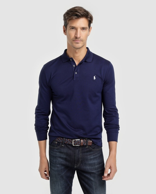 ralph lauren long sleeve polo navy blue