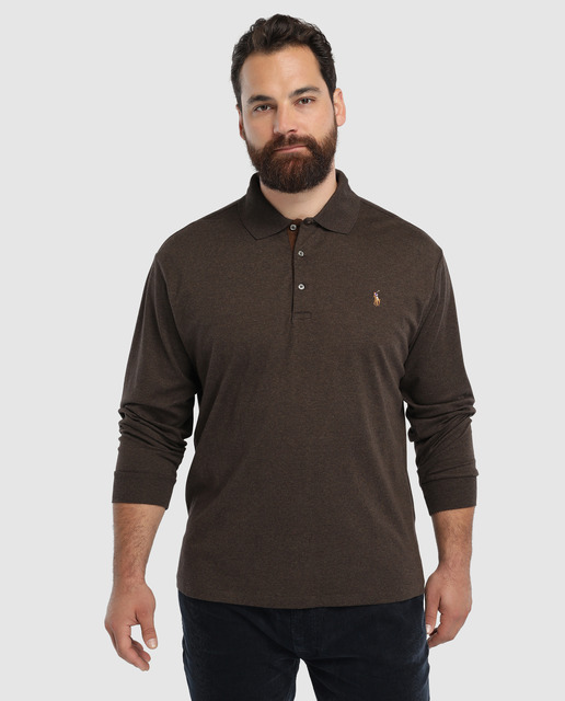 brown polo shirt long sleeve