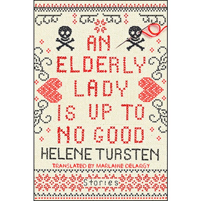 An elderly lady is up to no good