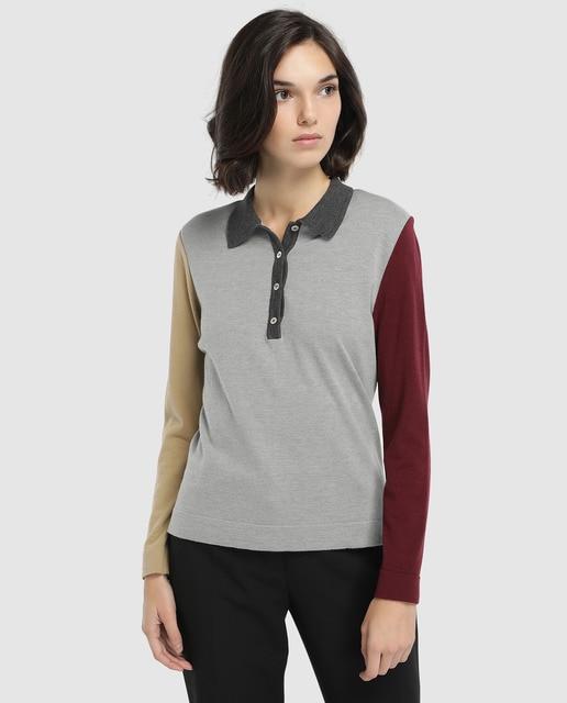 polo shirt under sweater