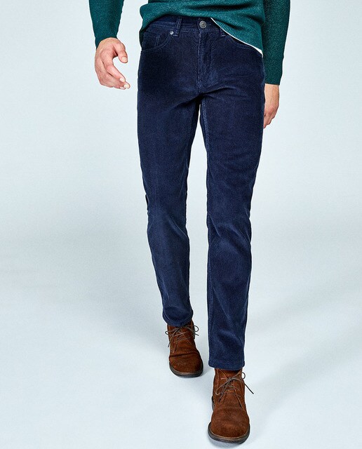 mens blue corduroy trousers