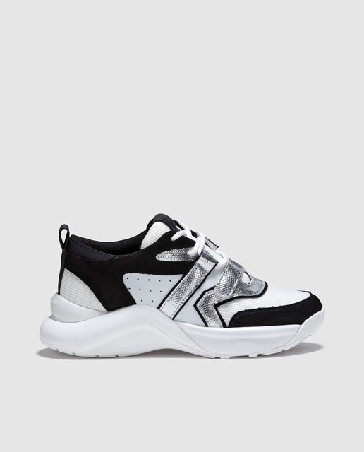 kurt geiger black and white trainers