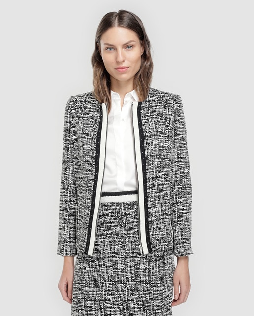 chaqueta tweed de mujer carmela rosso con cremallera · carmela rosso