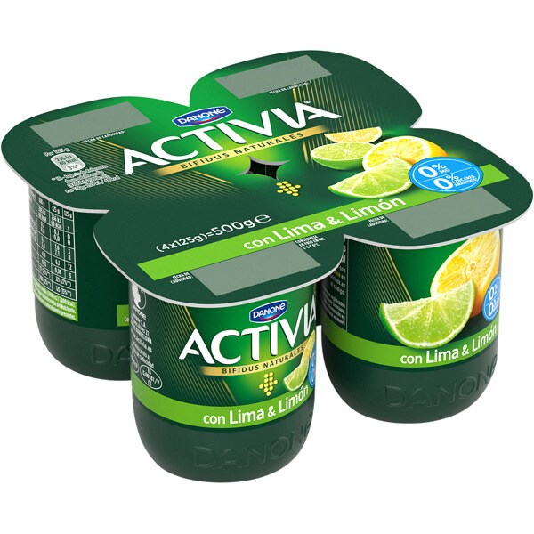 Fatfree yogurt with lemon and lime and no added sugar 4pack units 125