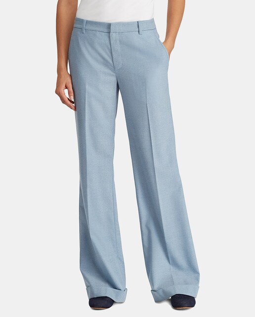 Calças largas de mulher Lauren Ralph Lauren com fecho à frente