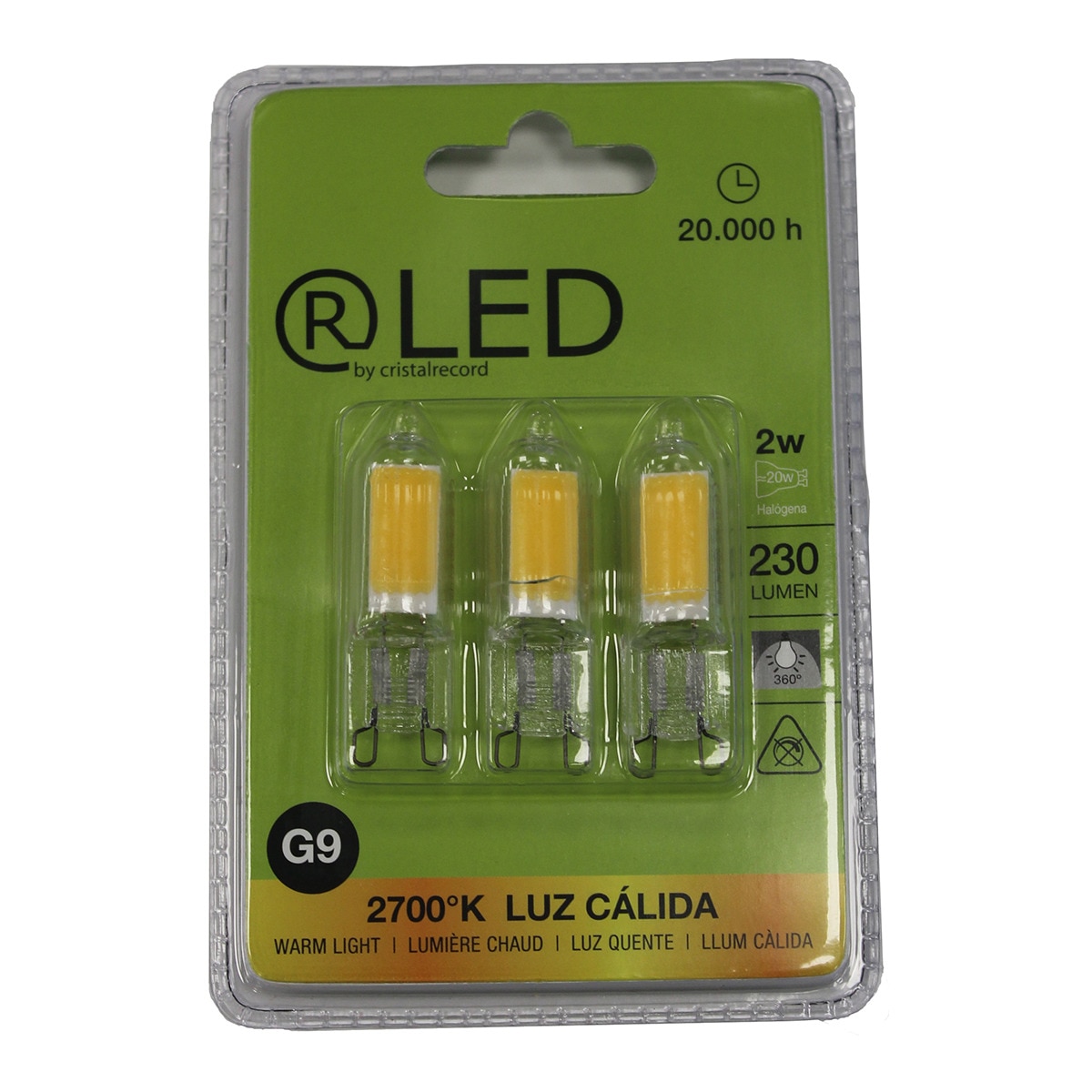 Pack de 3 lâmpadas LED G9 CristalRecord Transparente-2