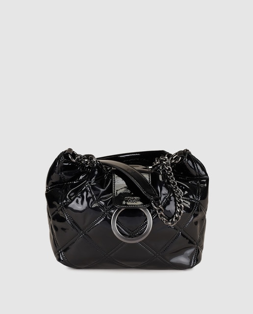 Bolso Negro Con Mano De En El Acabado Corte Charol Moda Guess · TqSTwtrxI