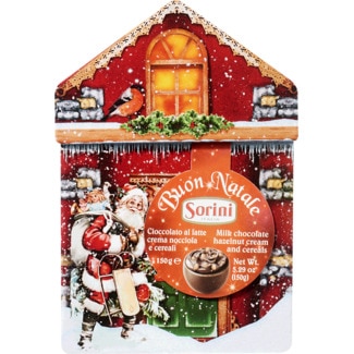 Sorini Bombons de Chocolate de Leite com Creme de Avelãs e Cereais Casa de Natal embalagem 150 g