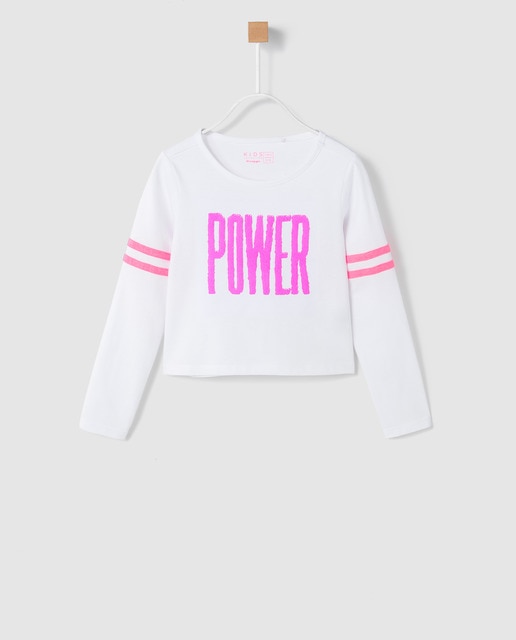 Camiseta crop de niña Freestyle Active en blanco ''POWER''