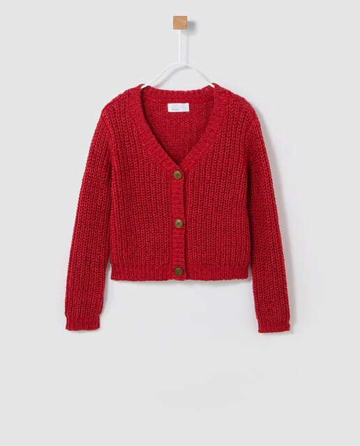 girls red cardigan