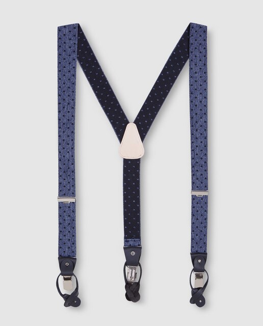 Suspensórios Dustin elásticos azuis às bolinhas