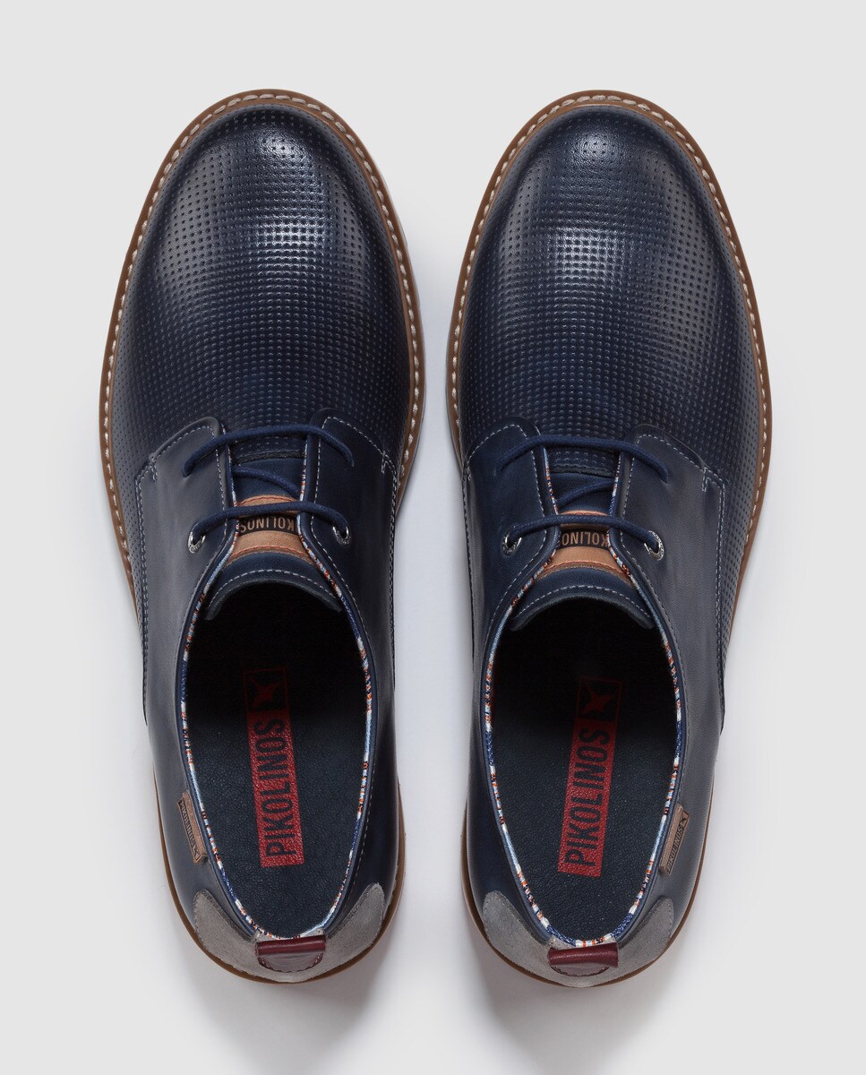 Pikolinos Cordones Hombre En Azul De Color Zapatos Piel 7YgvIfyb6