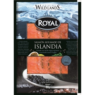 ROYAL Thin slices of smoked salmon from Iceland container 80 g