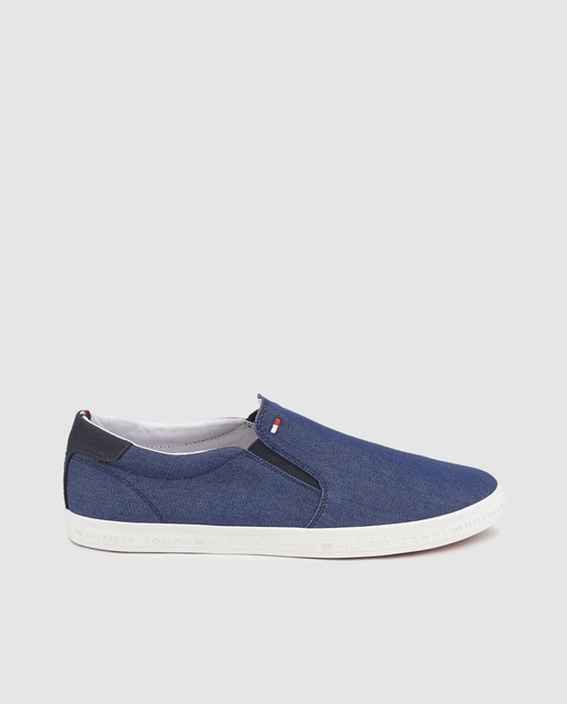 Chaussures en toile homme Tommy Hilfiger bleu denim avec logo sur