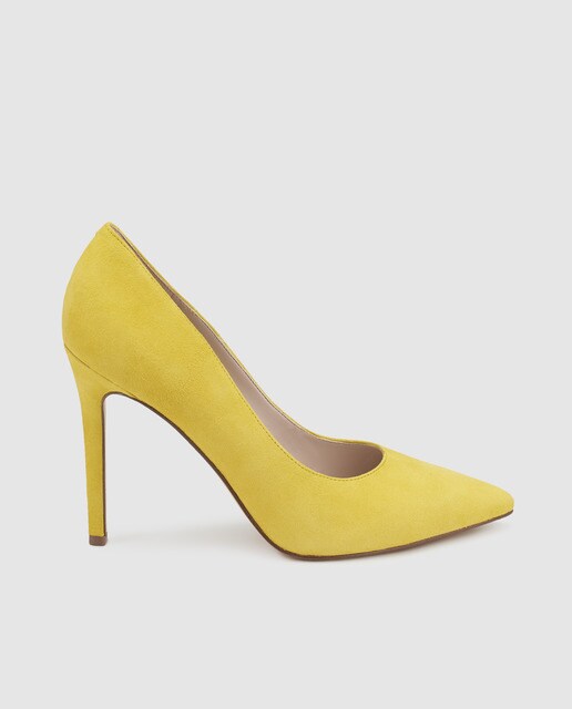 yellow suede court shoes