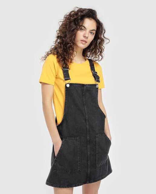 grey denim pinafore dress