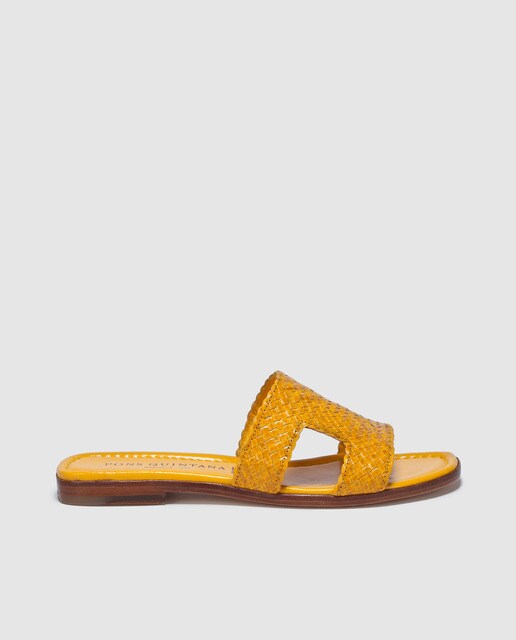 womens yellow flat sandals