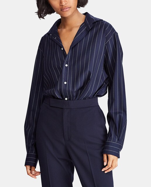 Camisa de mulher Polo Ralph Lauren às riscas e com manga comprida