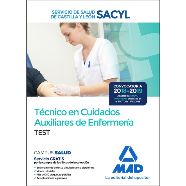 Técnico en Cuidados auxiliares de Enfermería. Test de Autoevaluación. Servicio de Salud de Castilla y León (Tapa blanda)
