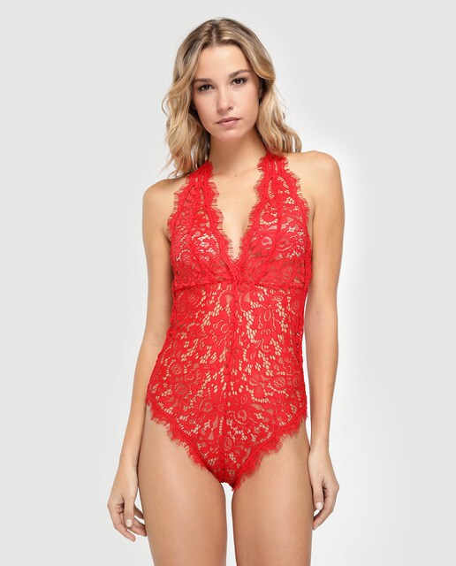 Body de renda Moon River vermelho