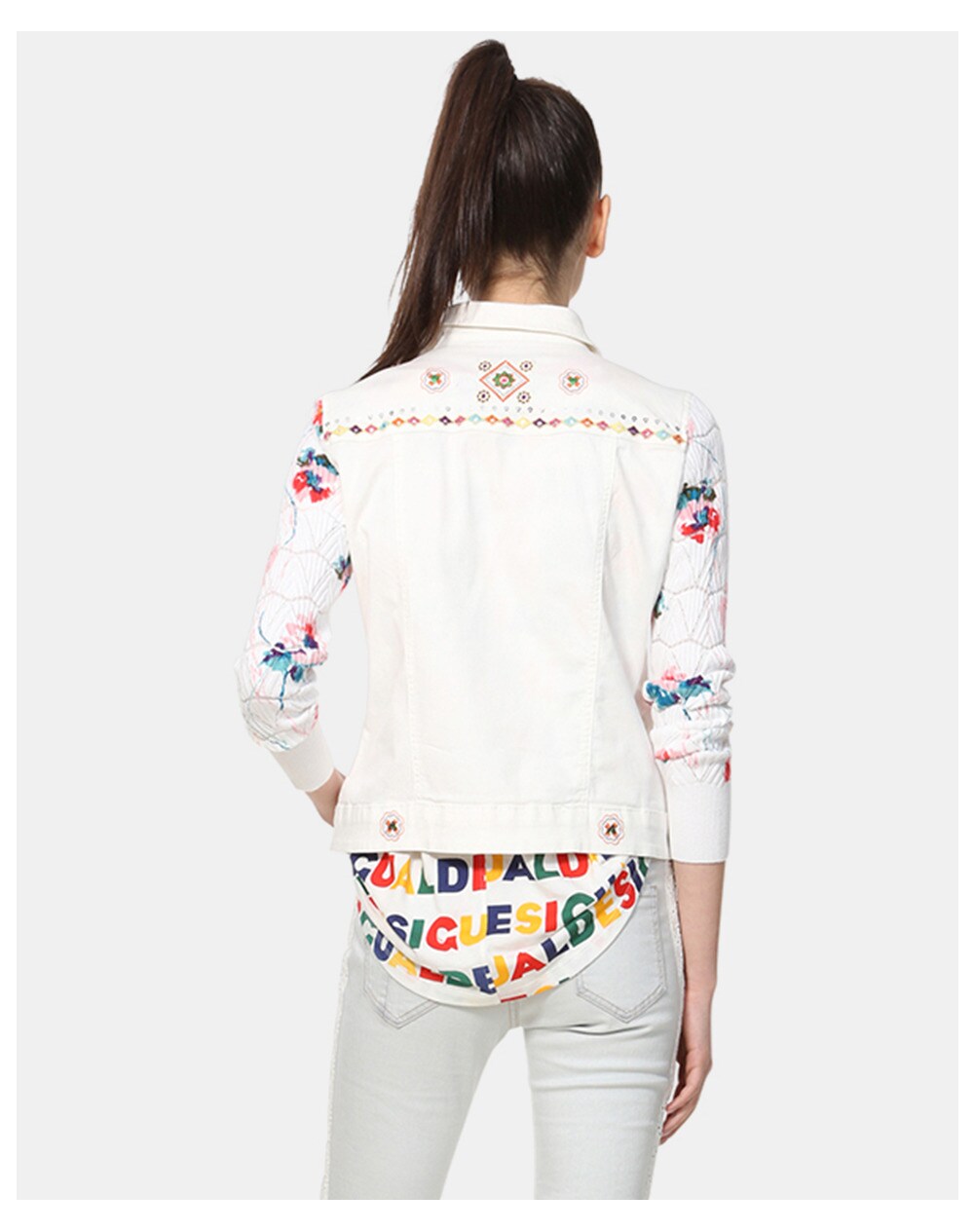 A28140420 Desigual Maille En Avec Veste Femme Manches Jean q7F4O