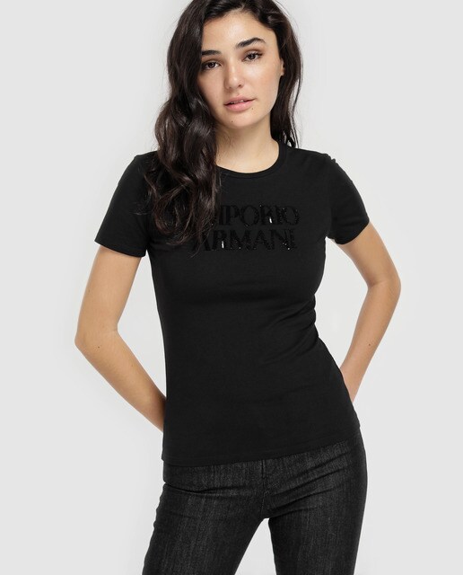 Armani women's black t shirt Clearance