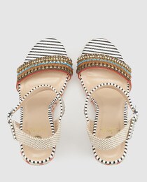 Mujer Color La Cuña De Con Strada Sandalias En Negro Print KFTl1Jc