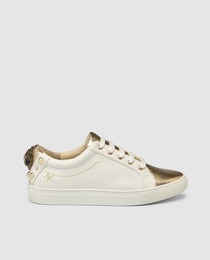 kurt geiger white and gold trainers