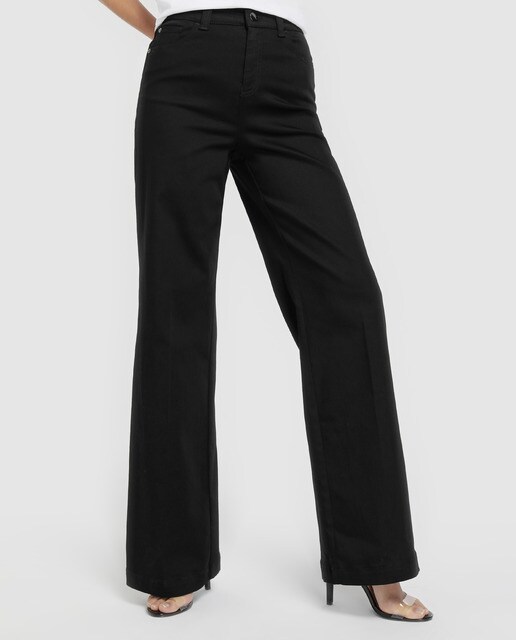 womens black wide leg jeans