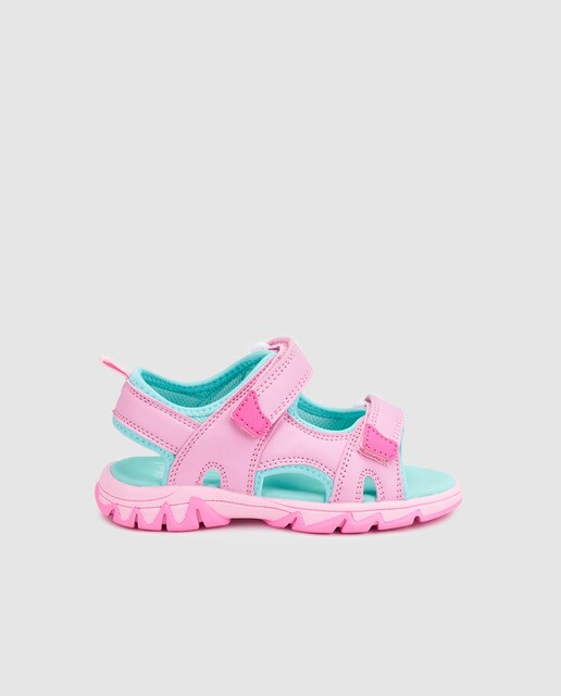 Sandalias de niña Freestyle de color rosa con velcros Chanclas rosas y negras con velcros Nike | Querolets