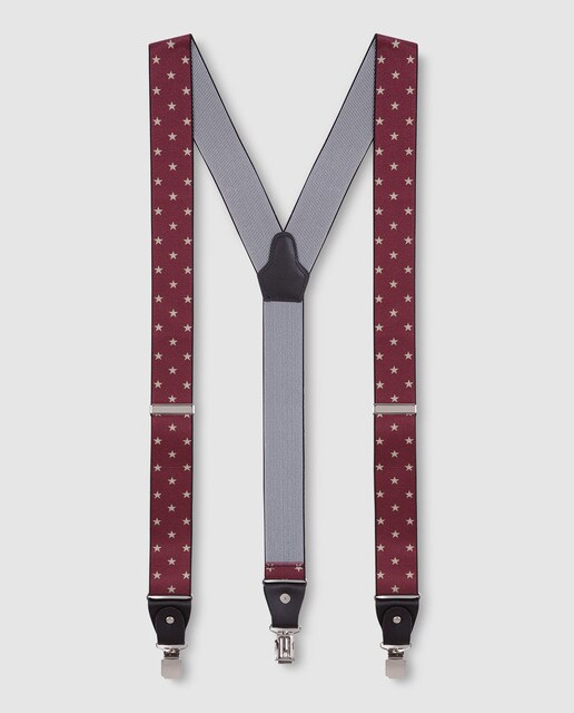 Suspensórios Easy Wear elásticos bordeaux às bolinhas