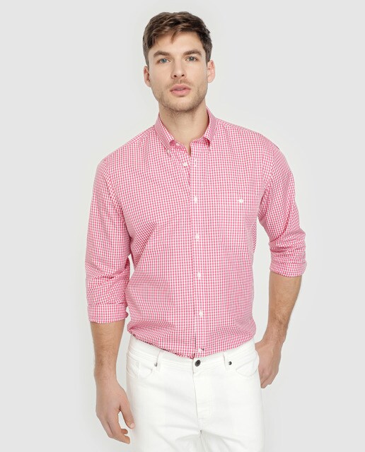camisa coral hombre