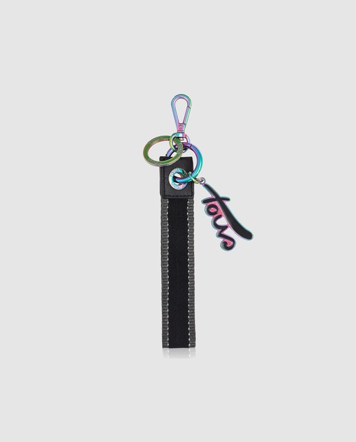Porta-chaves com conta Tous Ribbon preto com fio da marca