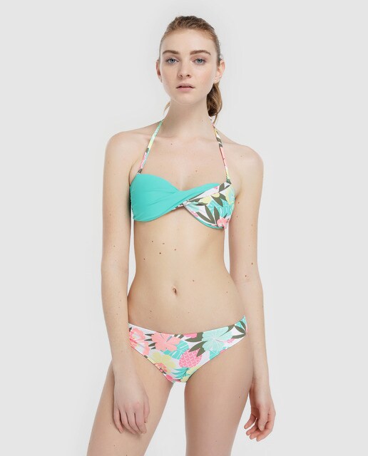 Biquíni completo bandeau de três peças turquesa · Moda e Acessórios