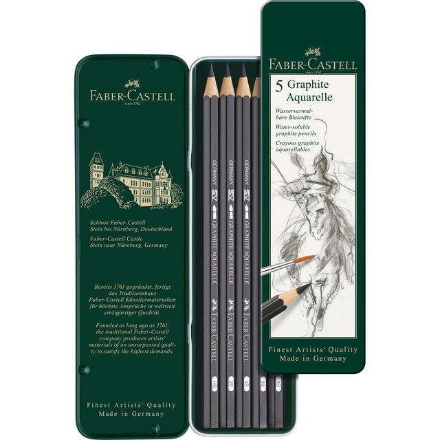 Estuche 5 Lápiz Acualerables GRAPHITE AQUARELLE Faber-Castell.