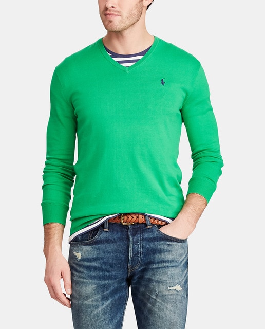 green polo sweater