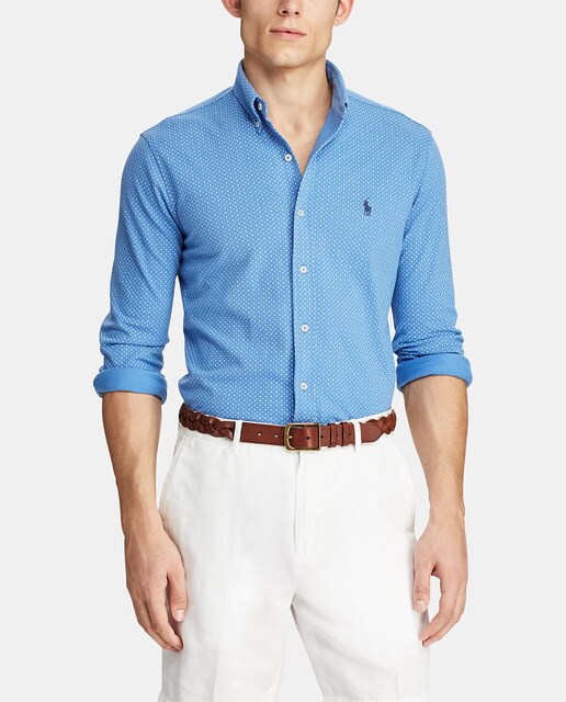 Polo Regular Piqué Ralph Azul De Camisa Hombre Lauren Estampada b7Yf6gy