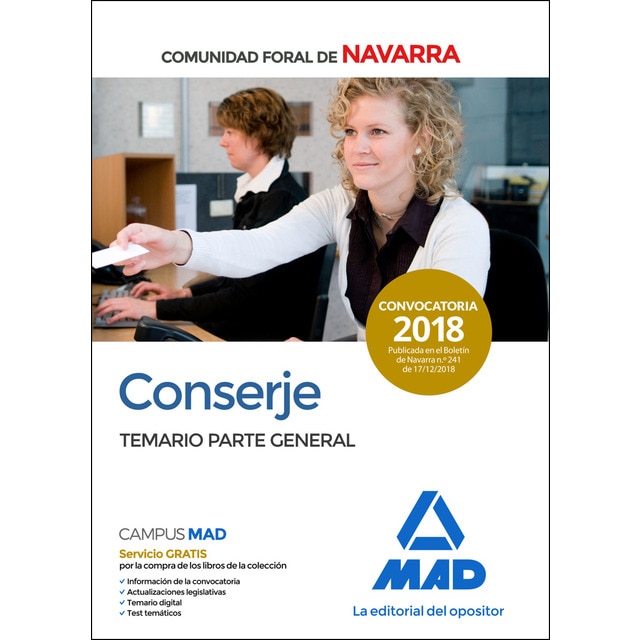 Conserje de la comunidad foral de navarra. Temario parte general (Tapa blanda)