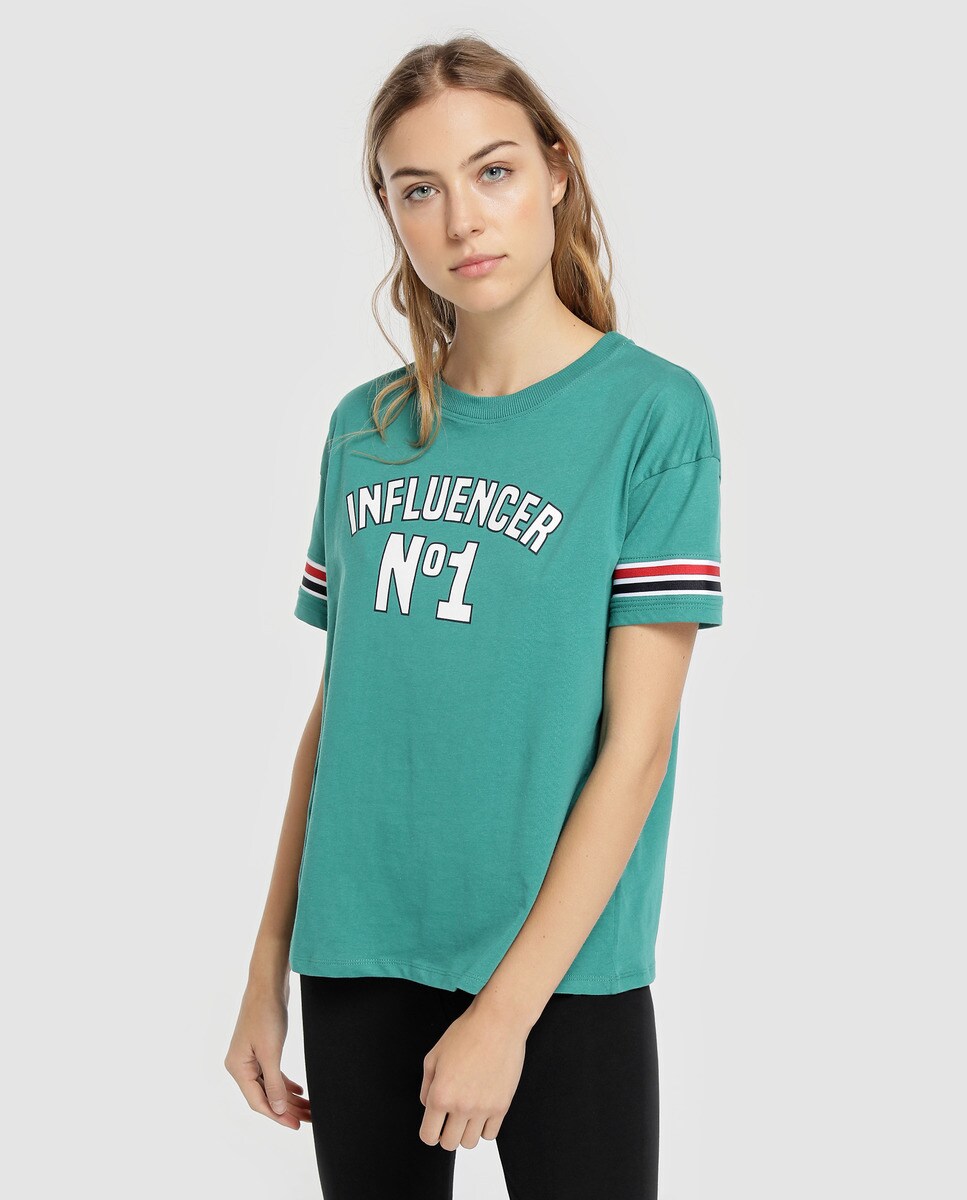 Rayas Mujer De Camiseta Con Coast Y Green Mensaje EBoCxdreWQ