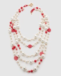 Colar Gloria Ortiz com pérolas e contas coral