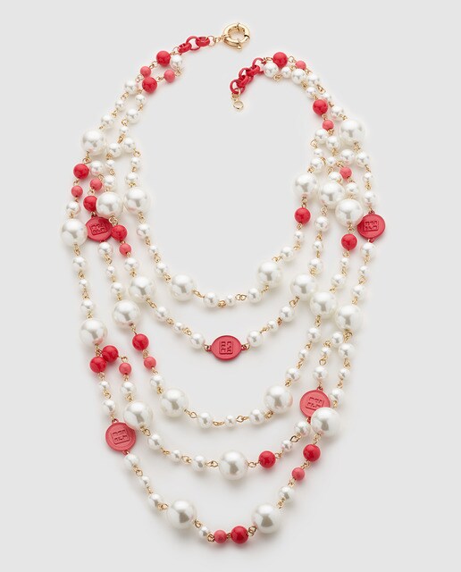 Colar Gloria Ortiz com pérolas e contas coral