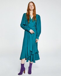 Vestido midi de mulher Sfera com folhos