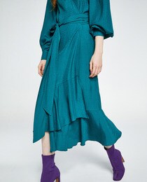 Vestido midi de mulher Sfera com folhos