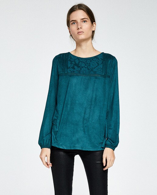 Sfera Antelina Puntilla · Camiseta Mujer Con Moda El De nwOPk80