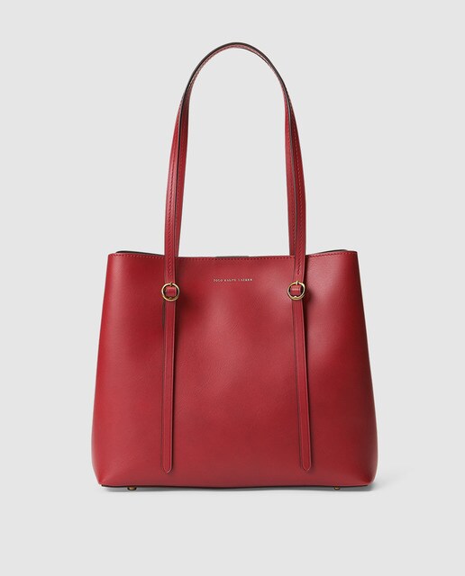 Polo Ralph Lauren Small Red Calfskin Leather Tote Bag With Magnet Polo Ralph Lauren Small Red Calfskin