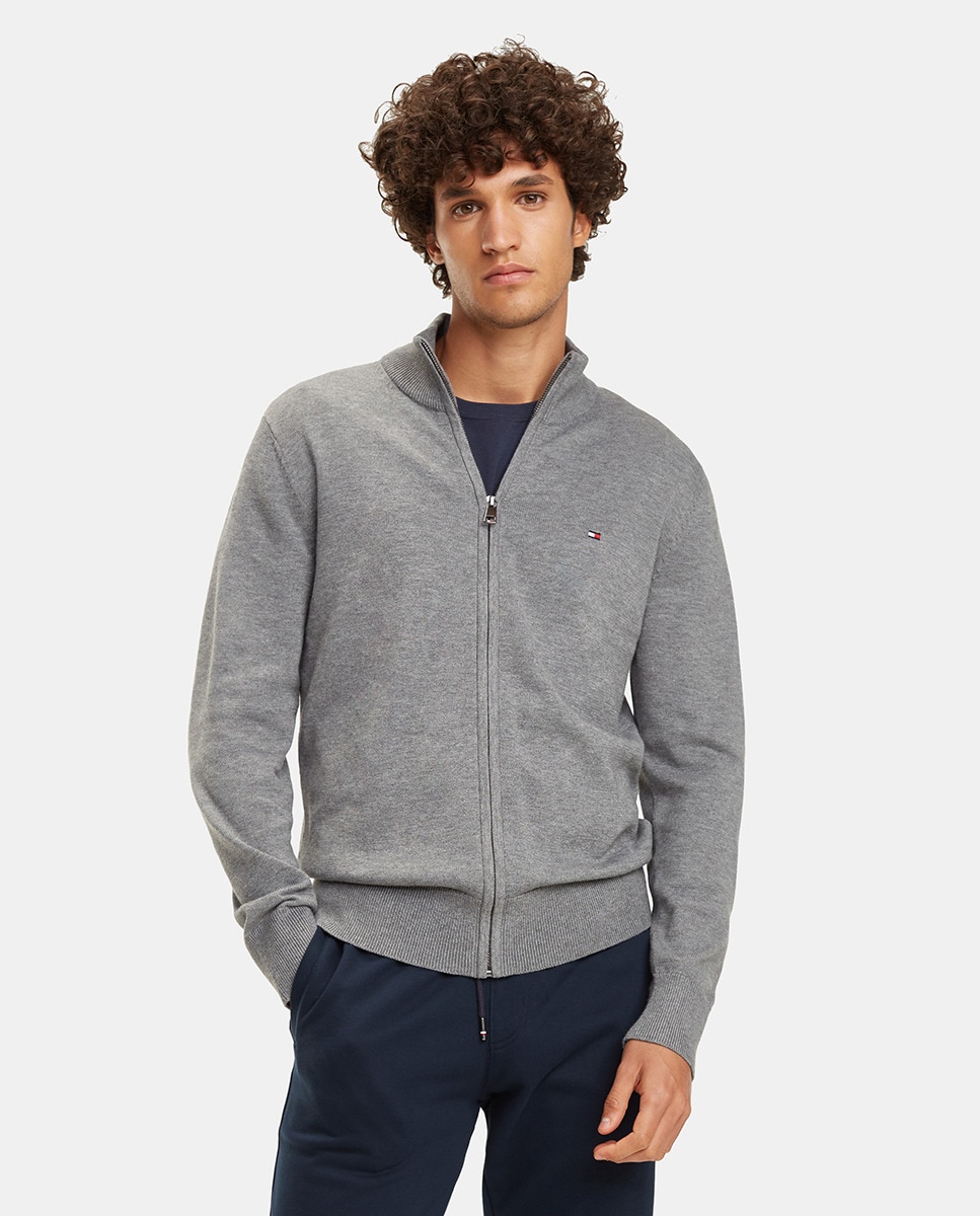 Chaqueta de punto de hombre Tommy Hilfiger gris con cremallera · Tommy