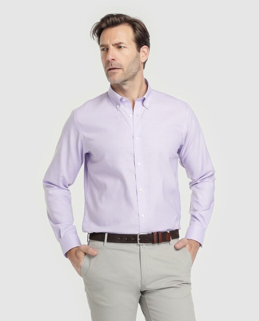 camisa lila hombre