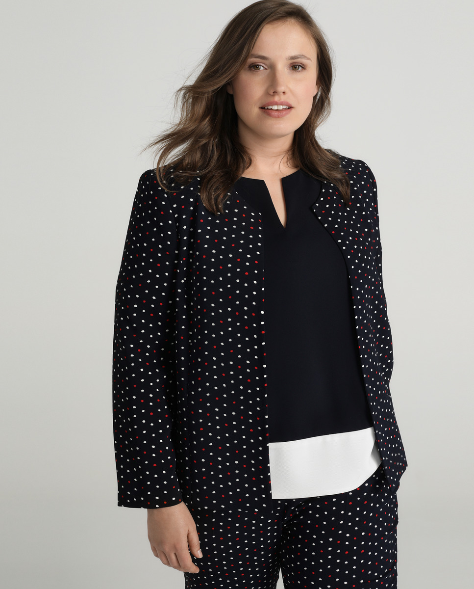 Chaqueta de mujer talla grande con estampado de lunares · Woman Plus El